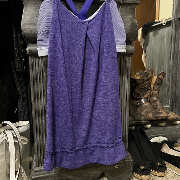 Lululemon “Less Rest” Heathered Purple Tank with Striped Sports Bra - Picture 4 of 9